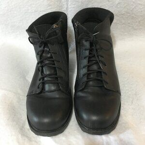 Trotters Women's Becky Low Black Leather Ankle Boots-10 1/2N